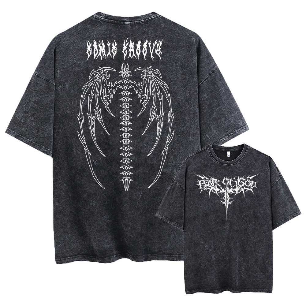 New Arrival Oversized printed T-shirt mens gym retro heavy-duty T-shirt cotton exercise pickled bag T-shirt street fashion top unisex style Z250504