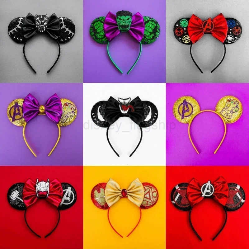 Disney Captain America Headband Girls Marvel Thor Mjolnir Spider Man Iron Man Hairband Women Avengers Ears Hair Accessories KidsXJ250504