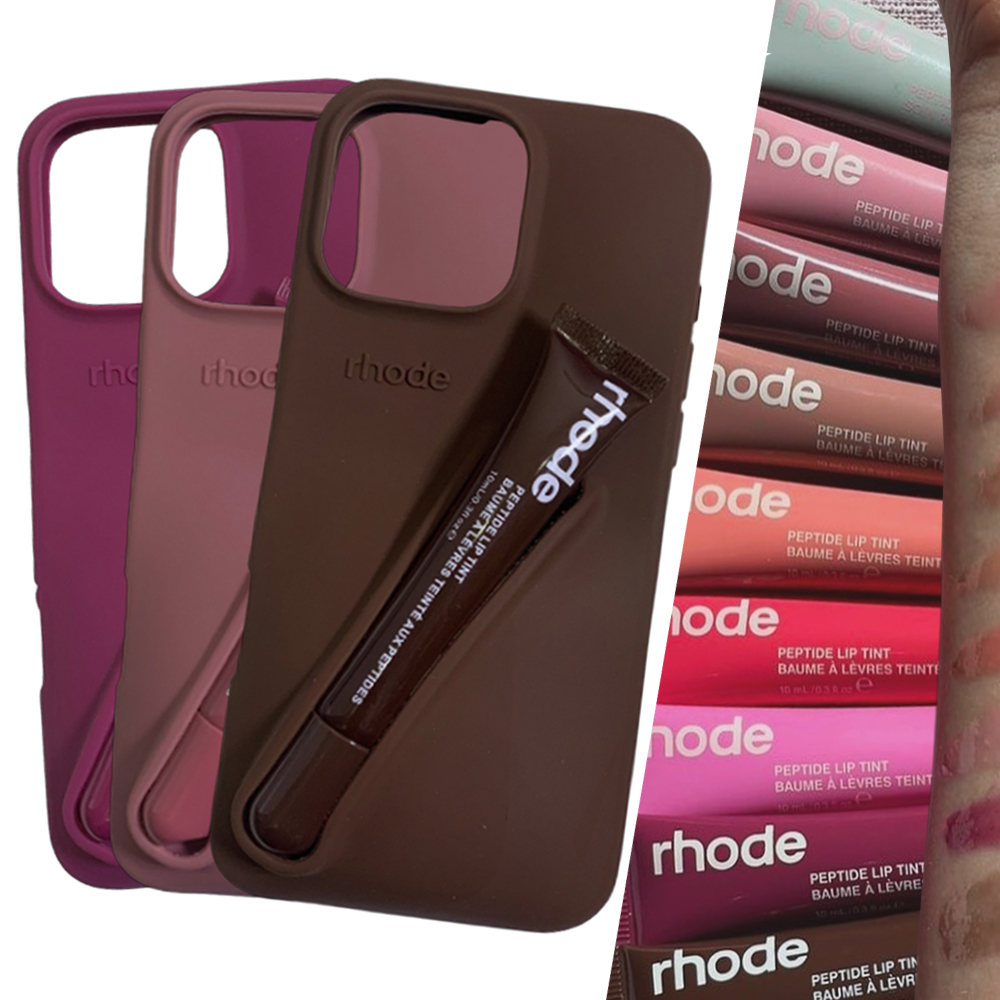 rhode phone case Lipstick Case Apple iphone 16 pro max cases Lip Gloss Lipstick Lip Balm 3D Make-Up Silicone Phone Case for iPhone 15 14 13 Holder Cov