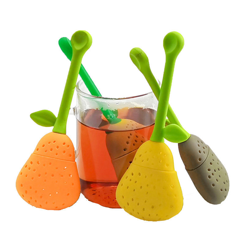 Pear Tea Infuser Silicone Ball Leaf Tea Strainer Brewing Device Herbal Spice Filter 14*5CM