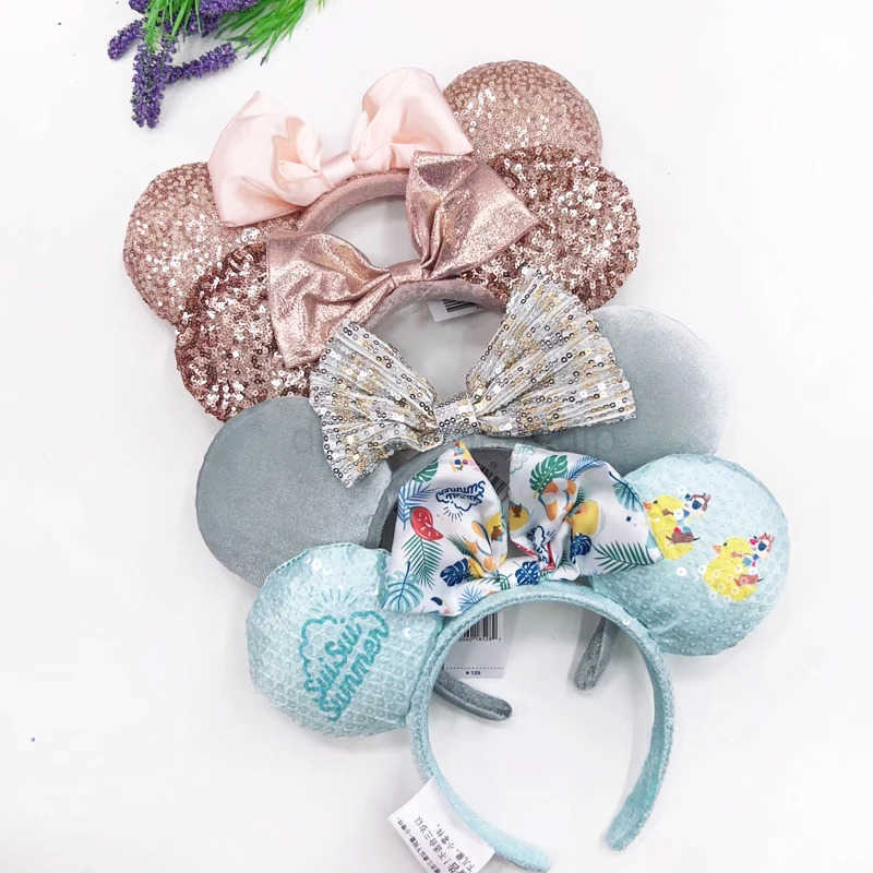 Disney Walt Disney Minnie Ear Headband for Women Disney Mickey Mouse and Friends Ears Plush Glitter Party Role Playing Girl AccessoriesXJ250504