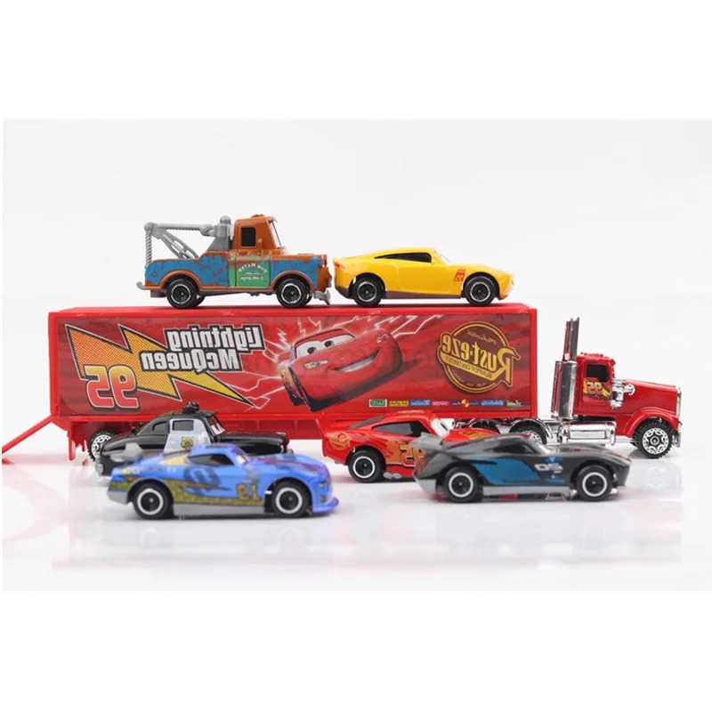 Disney 7pcs Disney Pixar Cars 3 Toy Figures Lightning McQueen Jackson 1 55 Diecast Metal Car Model Box set Car Toys Kids Christmas gift Z250504