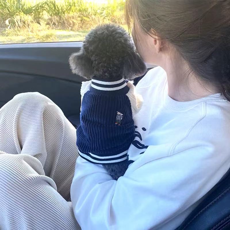 T00132 Korean version of dog baseball uniform pet jacket Teddy clothes Bichon Pomeranian small dog cat autumn and winter clothes warm clothes