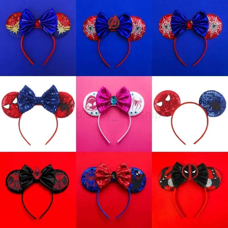 Disney Captain America Headband Girls Marvel Thor Mjolnir Spider Man Iron Man Hairband Women Avengers Ears Hair Accessories KidsXJ250504