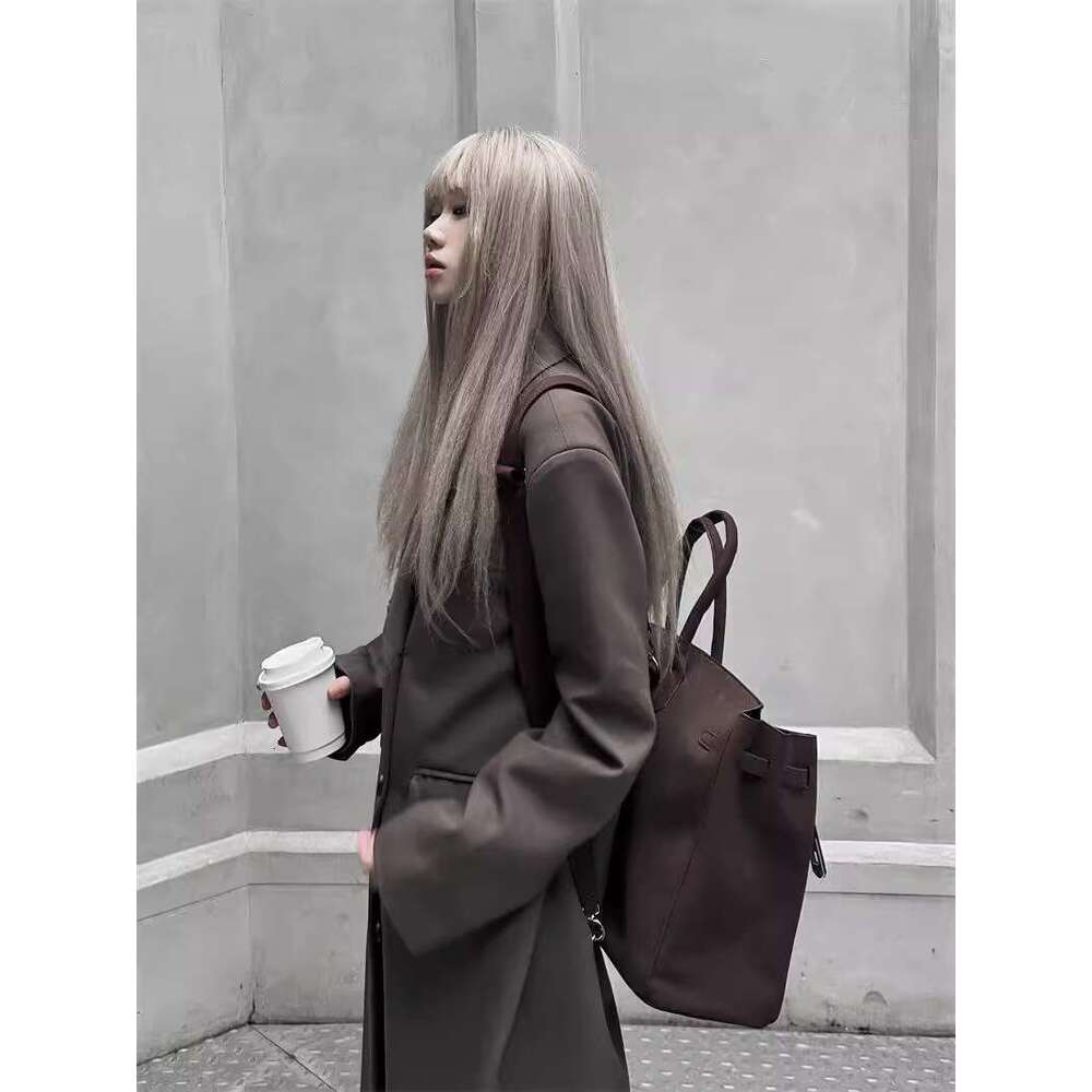 Vintage suede big 2025 new commuter travel tote bag frosted soft leather backpack