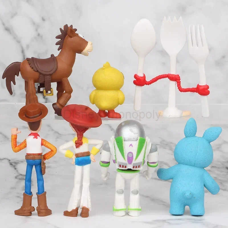 Disney 7PCS Disney Toy Story 4 Action Figure Toys Woody Jessie Buzz Lightyear Forky Pig Bear Cosplay Model Doll Figurine Kids Gifts Z250504