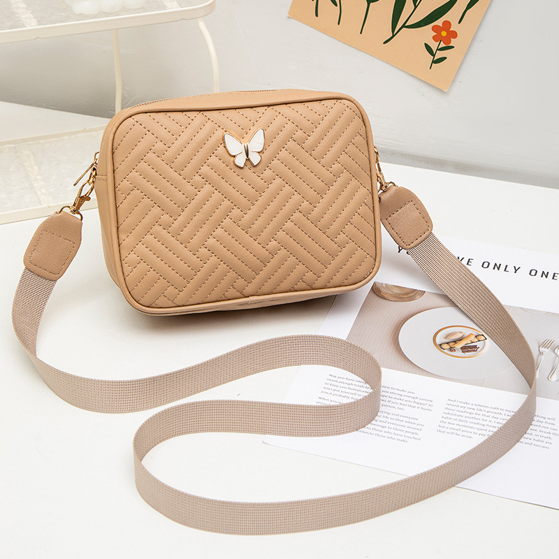Classic camera bag with texture 2025, fashionable single-shoulder bag with embroidered patterns, butterfly crossbody bag