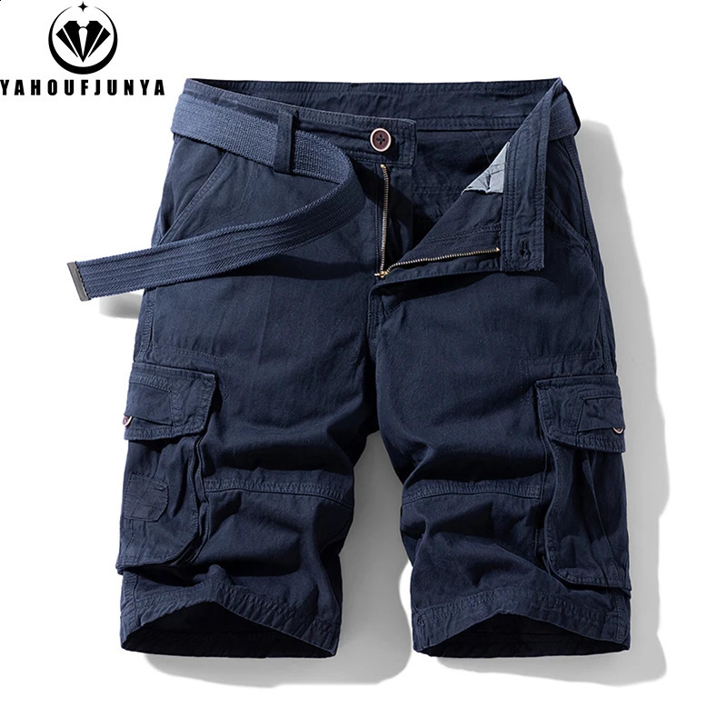 Men Summer Outdoor Leisure Buttons Cargo Style Shorts Men Solid Straight Cotton Comfortable Fashion n Short Pants Male 250509