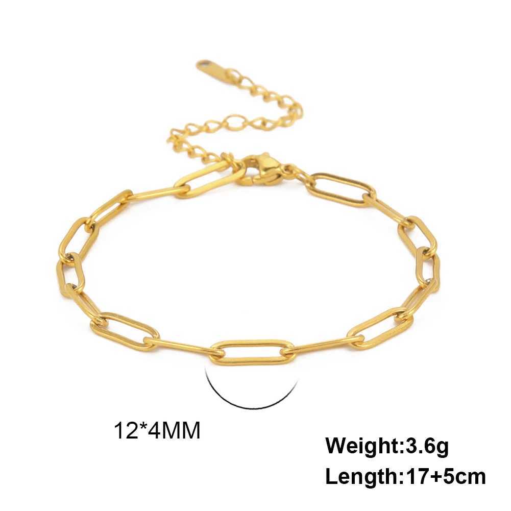 Simple Fashion Stainless Steel Gold Silver Color Bracelet Paper Clip Chain Bracelet for Wen Men Christmas Gift X250504