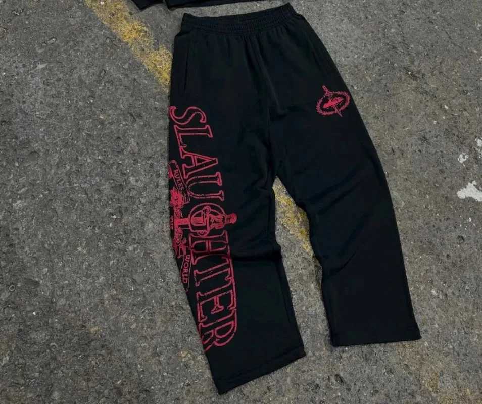 Y2KHip-Hop High Street Trendy Streetwear Sports Set Retro Harajuku Zipper Hoodie Gothic Punk Letter Print Casual LooseSweatpants X250504