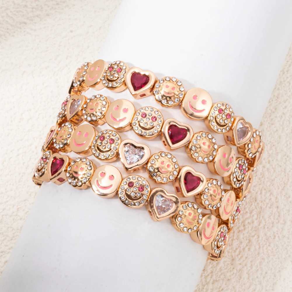 2024 New Gold Happy Love Bangle For Wen Zirconia Charm Beaded Elastic Bracelets X2505041