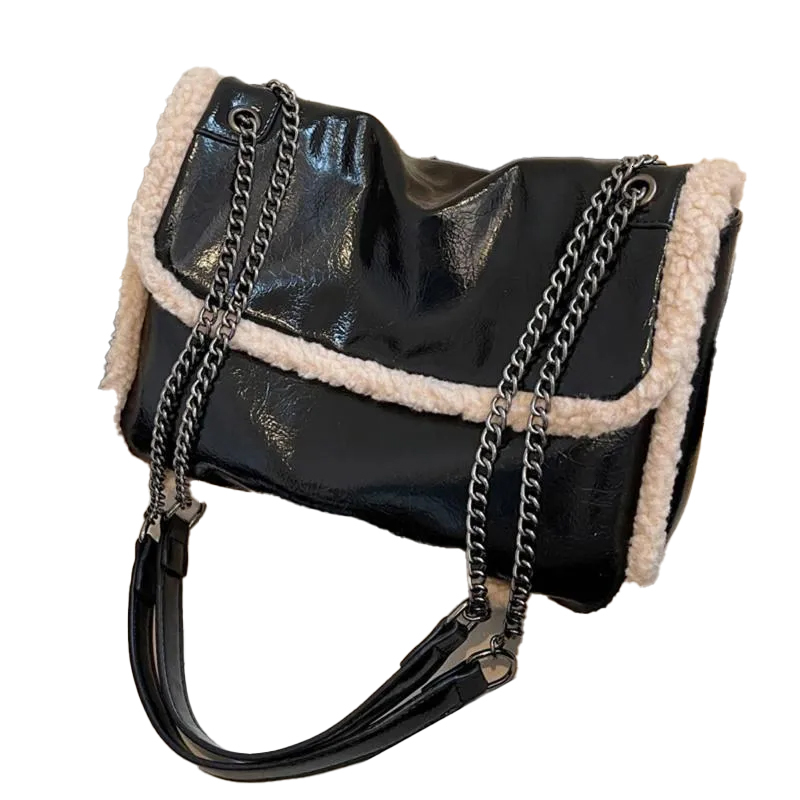 Free Delivery 2025S Designer Chain Crossbody | Tote Bag Lambskin With Patent Leather & High Quality PU Handbag Shoulder Women Crossbody Bag Designer B