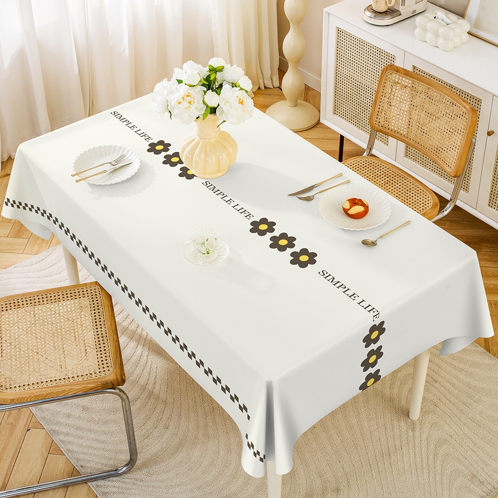 B422 small fresh simple pvc tablecloth waterproof and oil-proof wash-free high-grade ins style rectangular coffee table dining tablecloth
