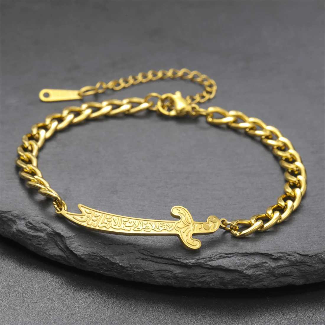 EUEAVAN Imam Ali Zfiqar Sword Bracelet Stainless Steel Islamic Arabic Calligraphy Bracelets Wen Men Religious Amet Jewelry X250504