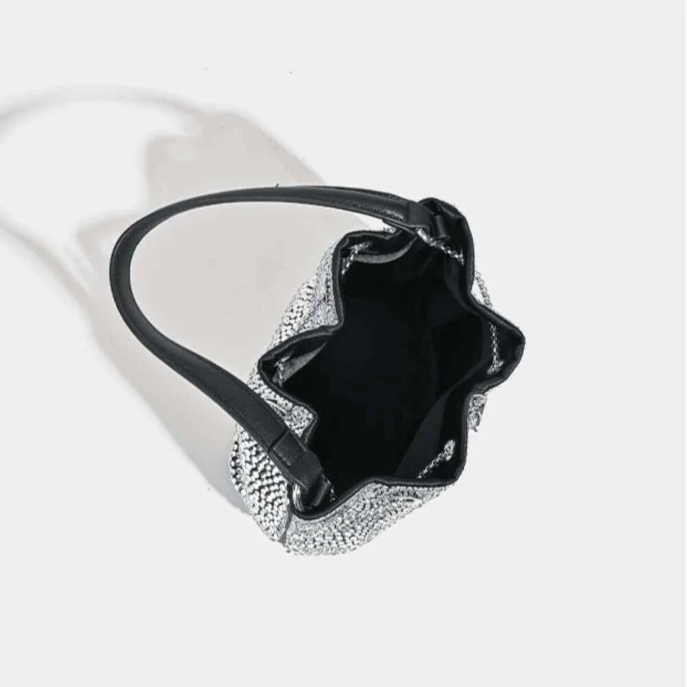 Commuter Tote Dia Strap Drawstring Bucket Rhinestone Mini Messenger Shoulder Bag