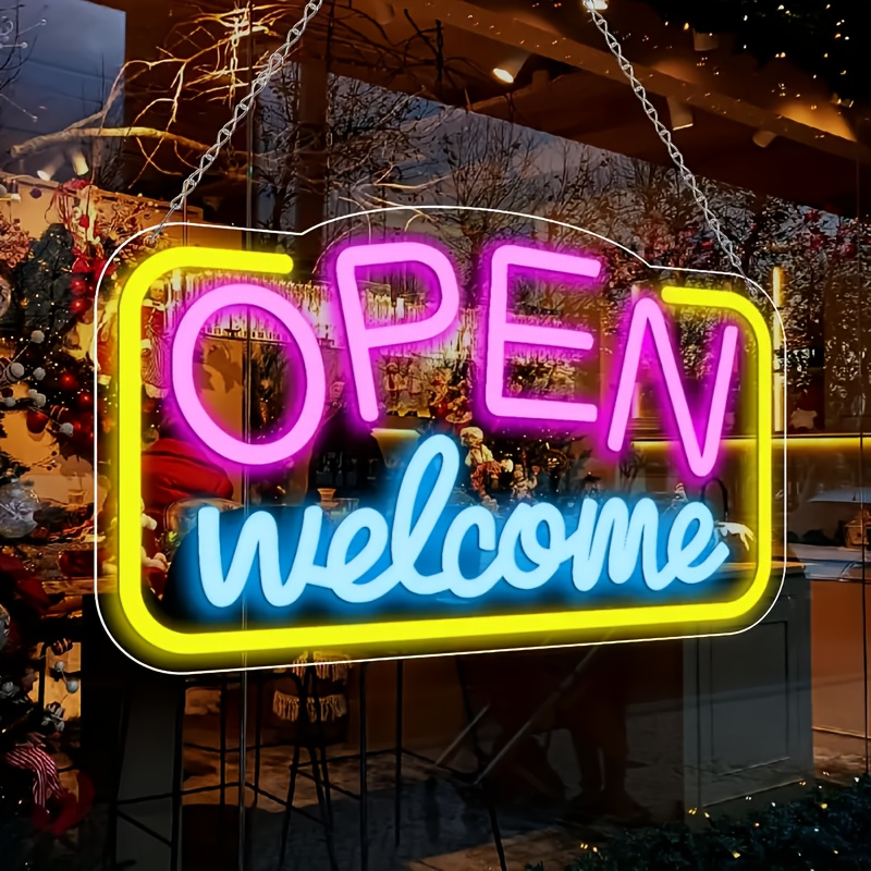 Open Door Sign Neon Light, suitable for bars, cafes, hotels and stores - Multifunctional wall, window and door decoration, ideal for clubs, bistros, p