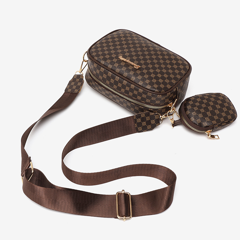2025 retro diamond-shaped polka dot printed small square bag paired with a mini coin purse for a fashionable crossbody single-shoulder women's ba