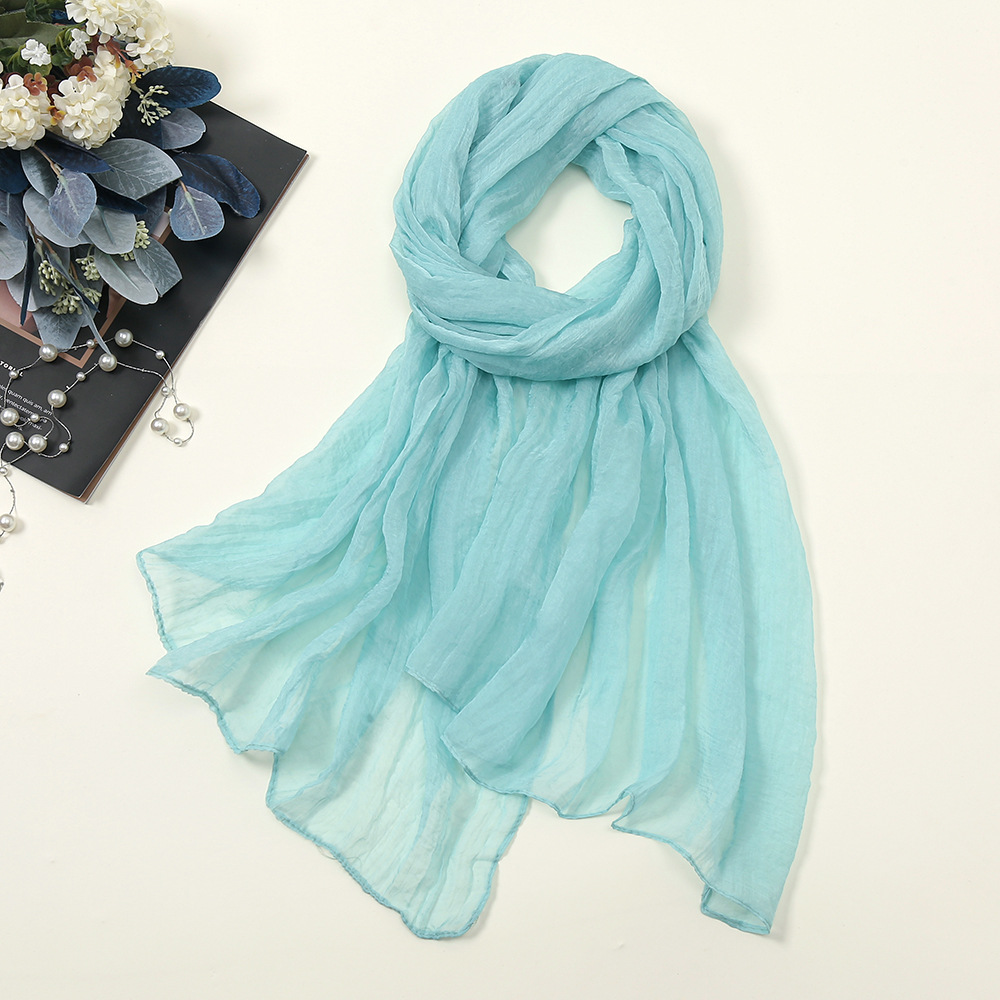 K617 New pure color chiffon silk scarf four seasons candy color gauze scarf factory wholesale travel sunscreen silk scarf Yiwu spot
