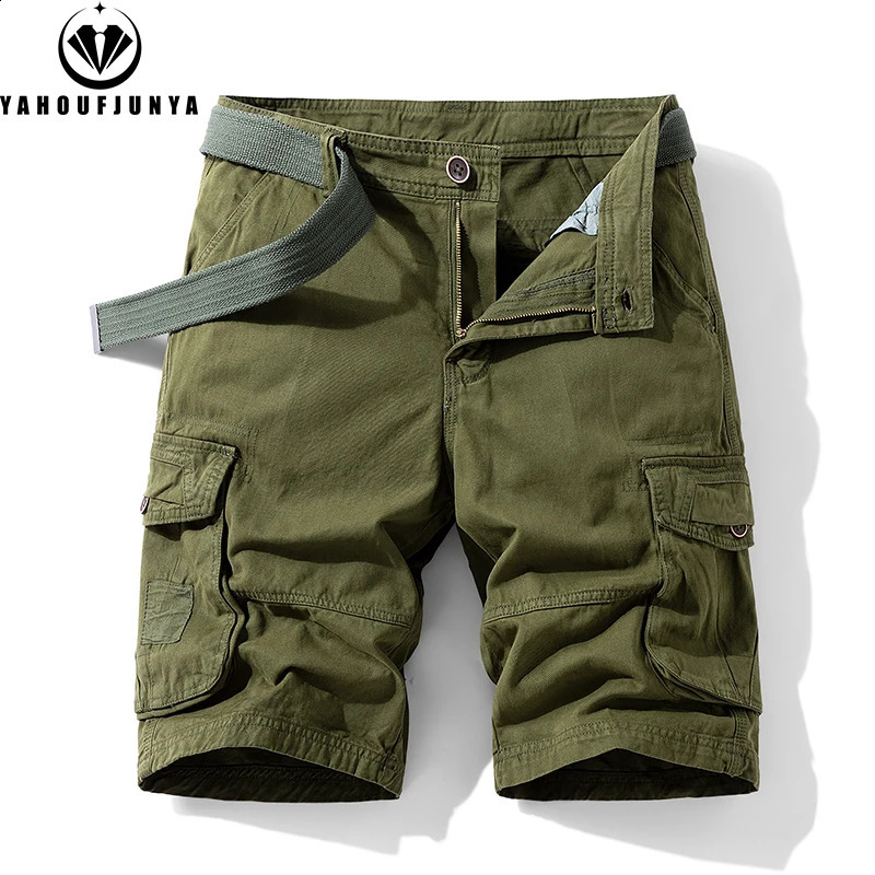 Men Summer Outdoor Leisure Buttons Cargo Style Shorts Men Solid Straight Cotton Comfortable Fashion n Short Pants Male 250509