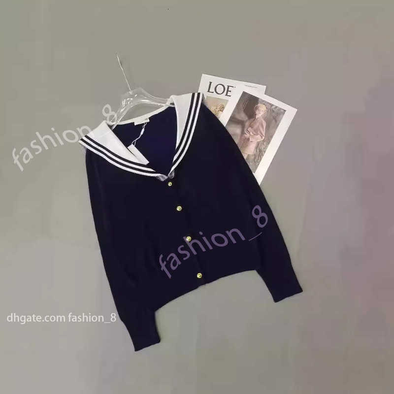 Designer luxury Women's Jackets mirror quality womens coat High end women's star style navy style shawl V-neck knitted long sleeved cardigan jackets