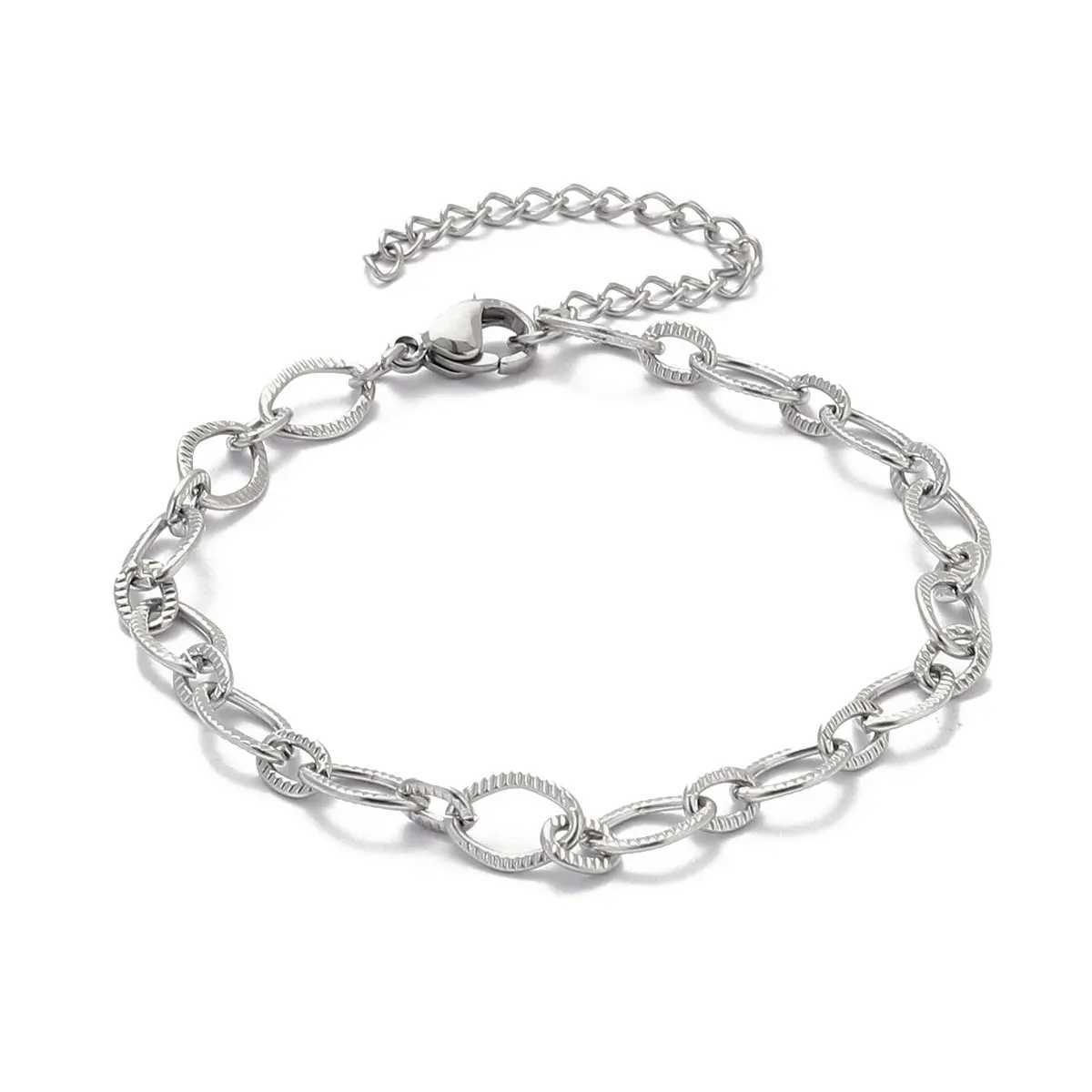 5 pieces/batch 17-22cm 18k gold-plated stainless steel paper clip cross chain bracelet handmade DIY charm jewelry making X250504