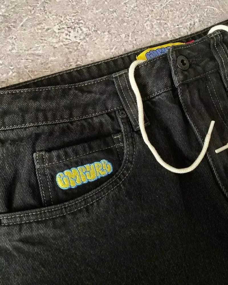 Black jeans Y2K retro jeans wide leg mens retro fashion pants hip-hop strt clothing Y2K American strt casual jeans X2505041