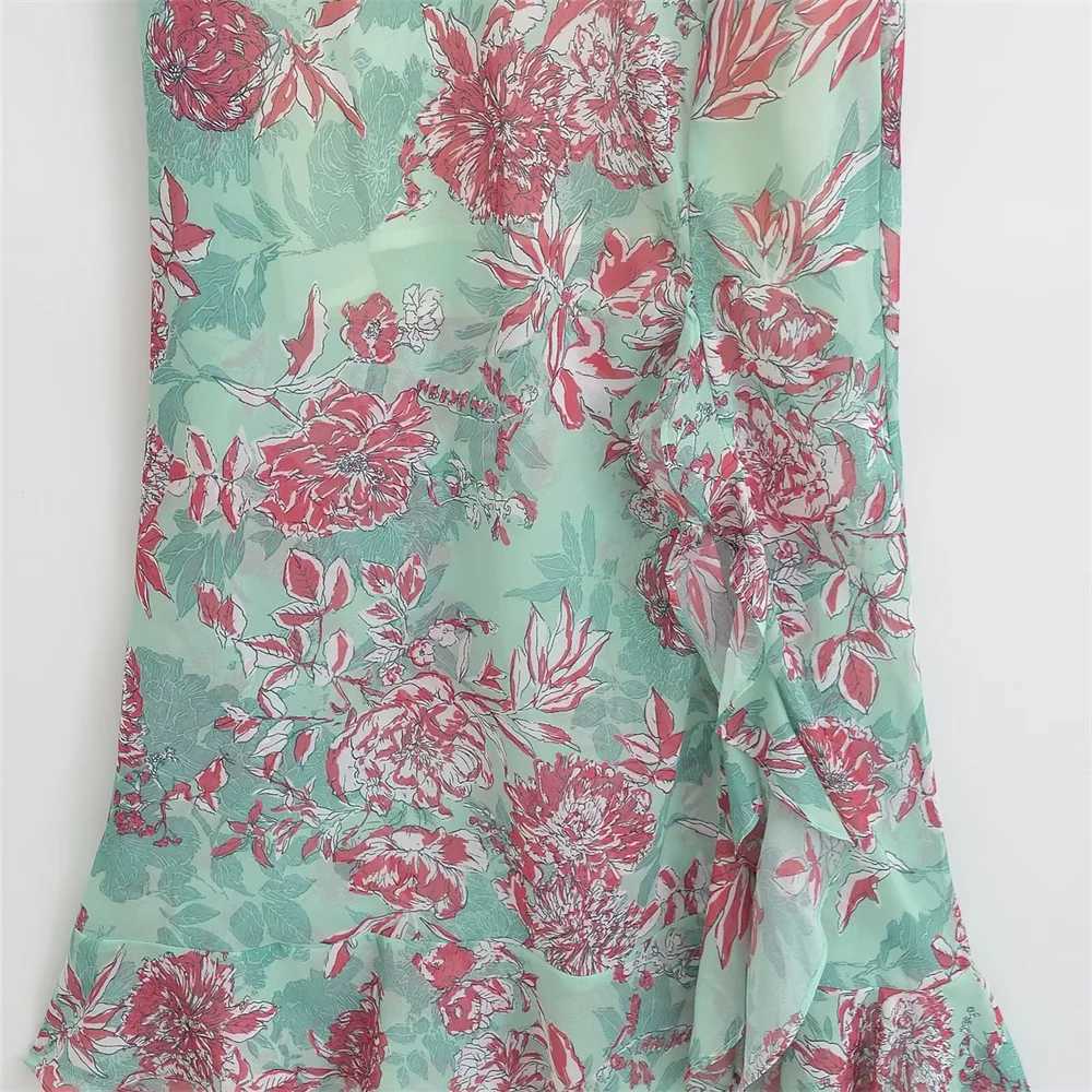 Taop Za Summer New Product Womens Fashion Weight Loss Printed Cross Belt Open Back DressT250504