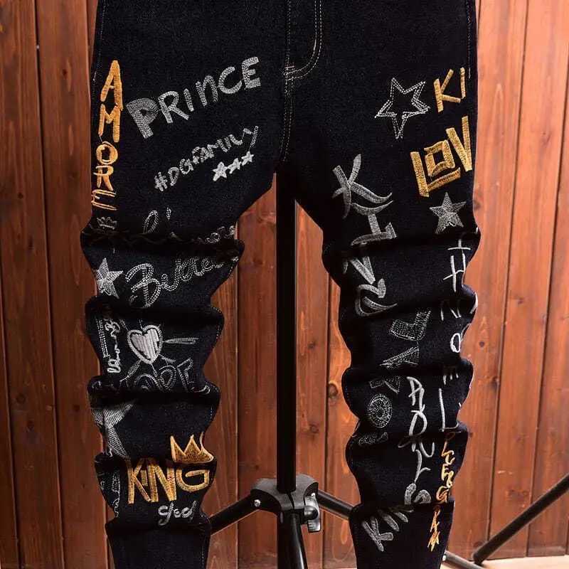 Spring Autumn Embroidery Badge Letter Hot Stamping Retro New Cargo Black Designer Clothes Korean Style Luxury Denim Jeans Pants X250718