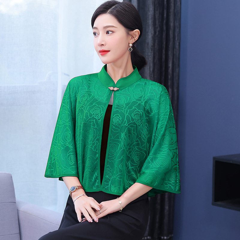 K822 New Rose all-match shawl with skirt cheongsam suspender skirt wear sun protection cape stand collar summer