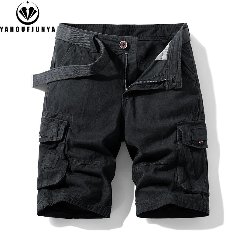 Men Summer Outdoor Leisure Buttons Cargo Style Shorts Men Solid Straight Cotton Comfortable Fashion n Short Pants Male 250509