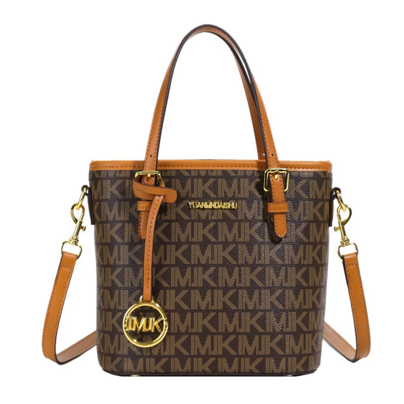 New retro printed handbag, classic and high-end women's bag, crossbody single-shoulder bag, trendy bucket bag