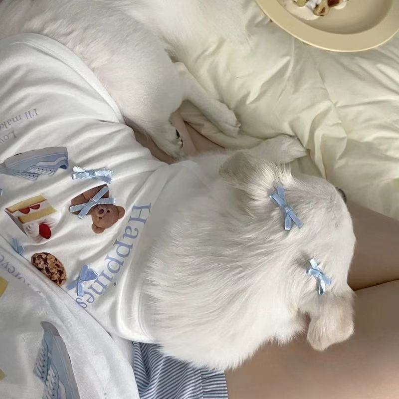 T00134 Summer Thin Pet Vest Bowknot Puppy Dog Clothes Teddy Bichon Pomeranian Cat Yorkshire Small Dog