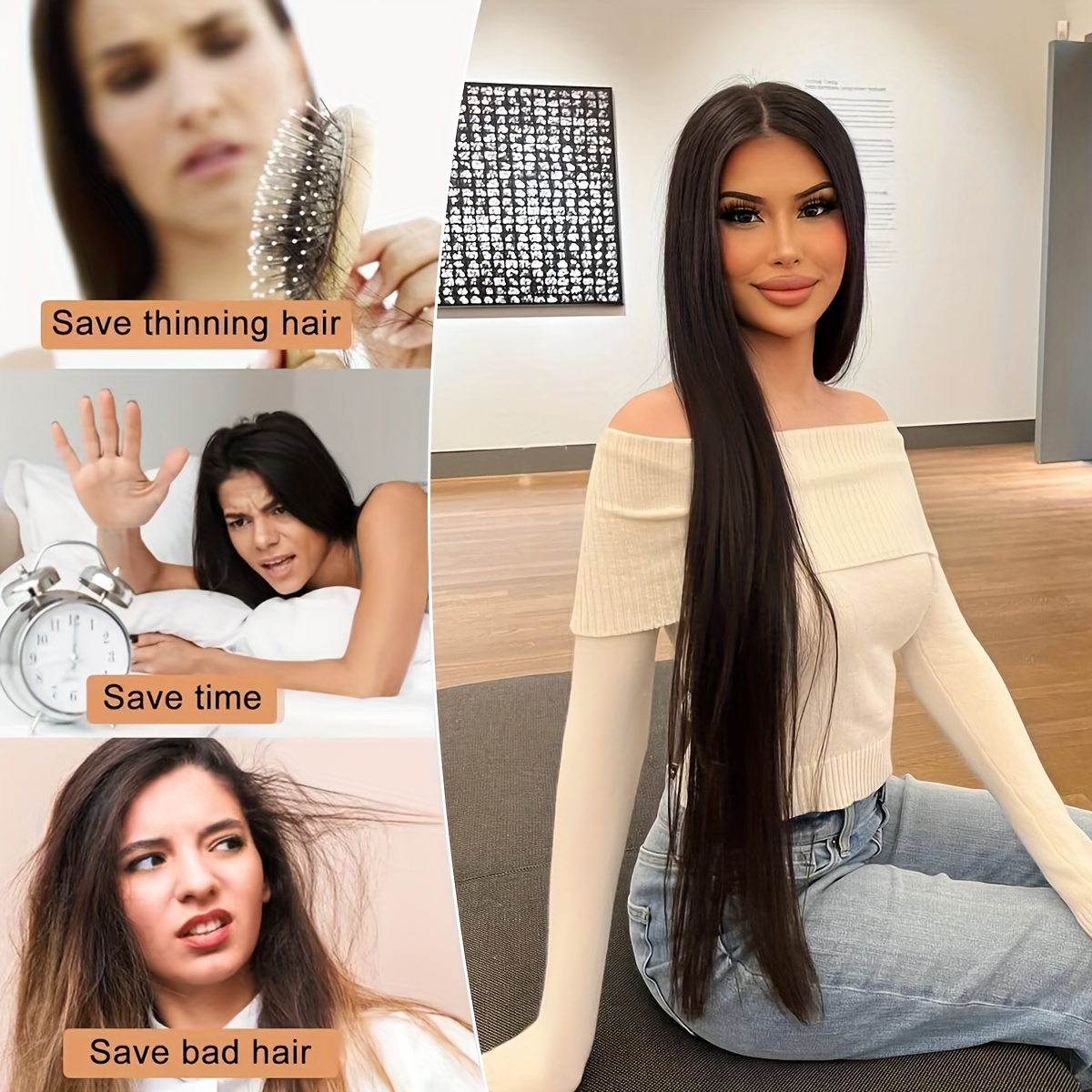 Stylish All-In-One Synthetic Hair Extension Sheet - Perfect for Parties, Holidays (Easter/Halloween/Christmas)