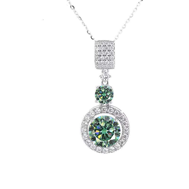 Gioielli Con Gioielleria Rotonda Rotonda Taglio Brillante Diametro A Ciondolo Moissanite Verde-image