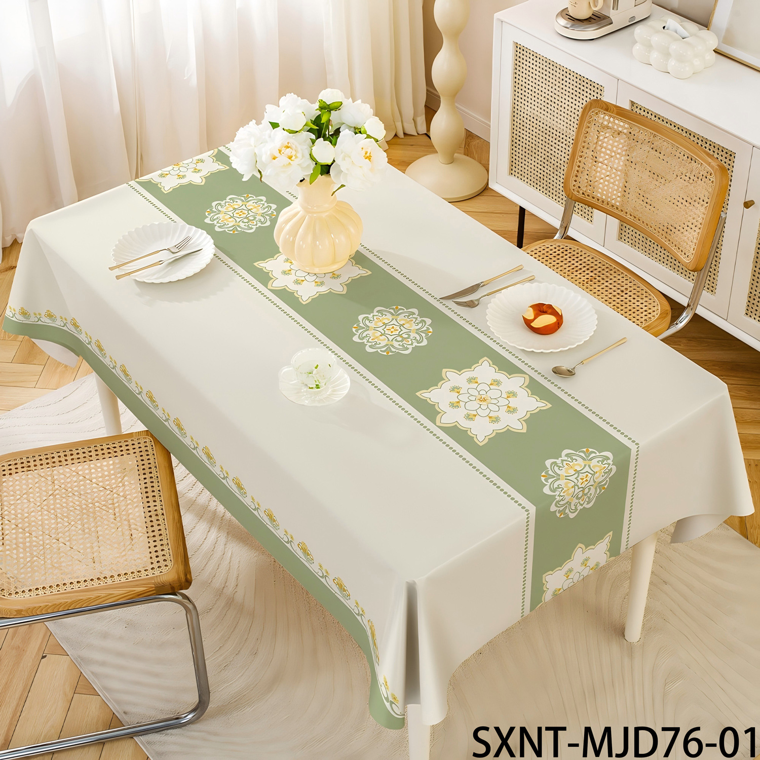 B422 small fresh simple pvc tablecloth waterproof and oil-proof wash-free high-grade ins style rectangular coffee table dining tablecloth
