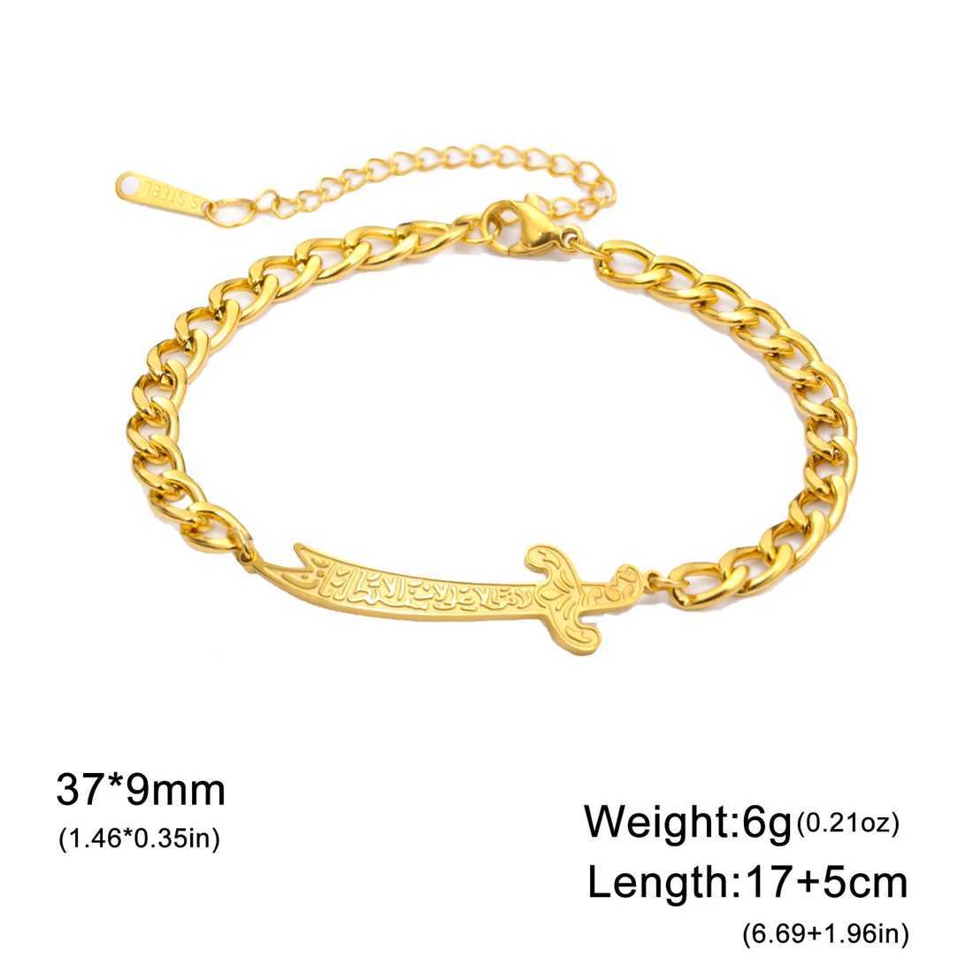 EUEAVAN Imam Ali Zfiqar Sword Bracelet Stainless Steel Islamic Arabic Calligraphy Bracelets Wen Men Religious Amet Jewelry X250504