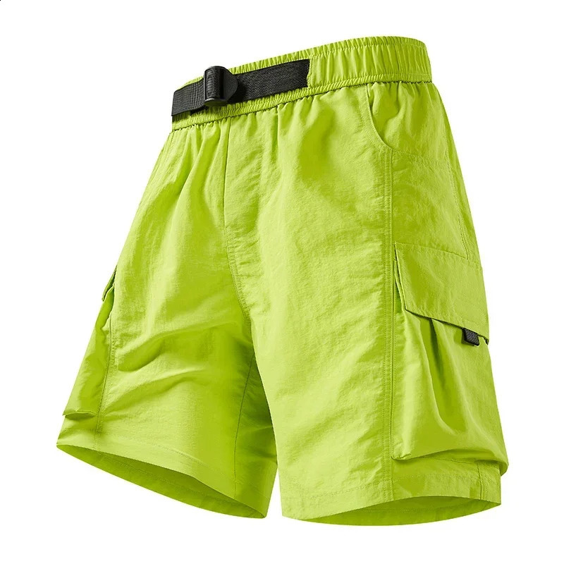 Ice Silk Cargo Pants Loose Fit Summer Casual Pants American Style Workwear Shorts for Men Multi-Pocket Thin Quick-Dry 250428