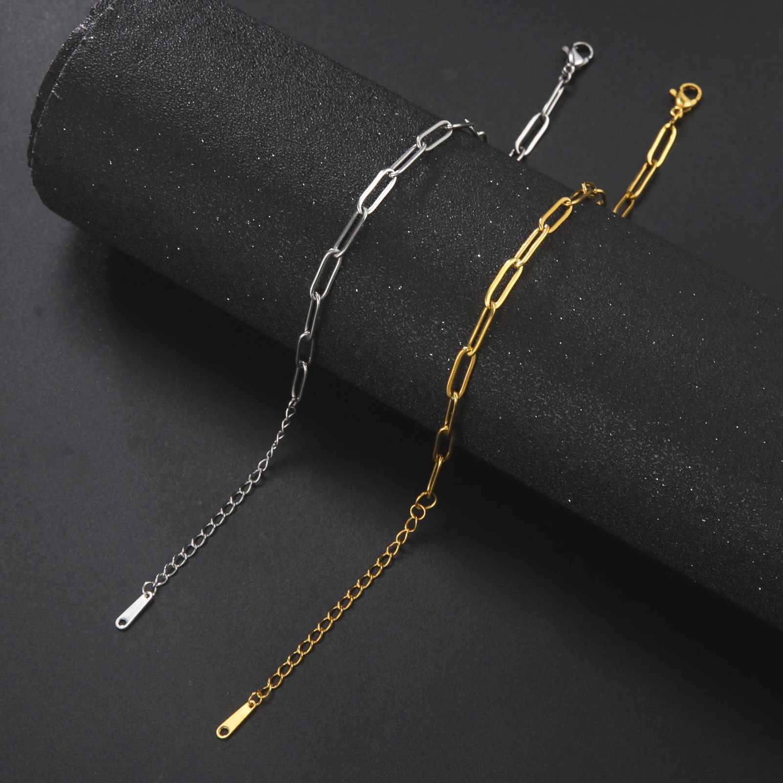 Simple Fashion Stainless Steel Gold Silver Color Bracelet Paper Clip Chain Bracelet for Wen Men Christmas Gift X250504