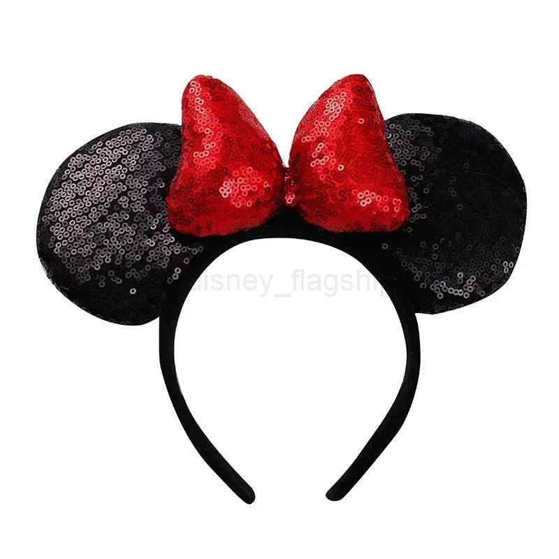 Disney Mickey Mouse Ears Headband Entertainment Park Hair Ring Fish Scale Glitter Mesh Pie Headband Girl Toy BirthdayXJ250504