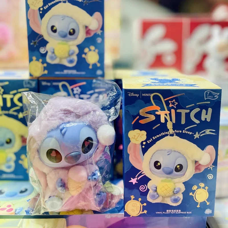 Disney Real Disney Lilo Stitch Pajama Party Series Vinyl Doll Blind Box Toy Animated Character Stitch Doll Decorative Toy Childrens Gift Z250504