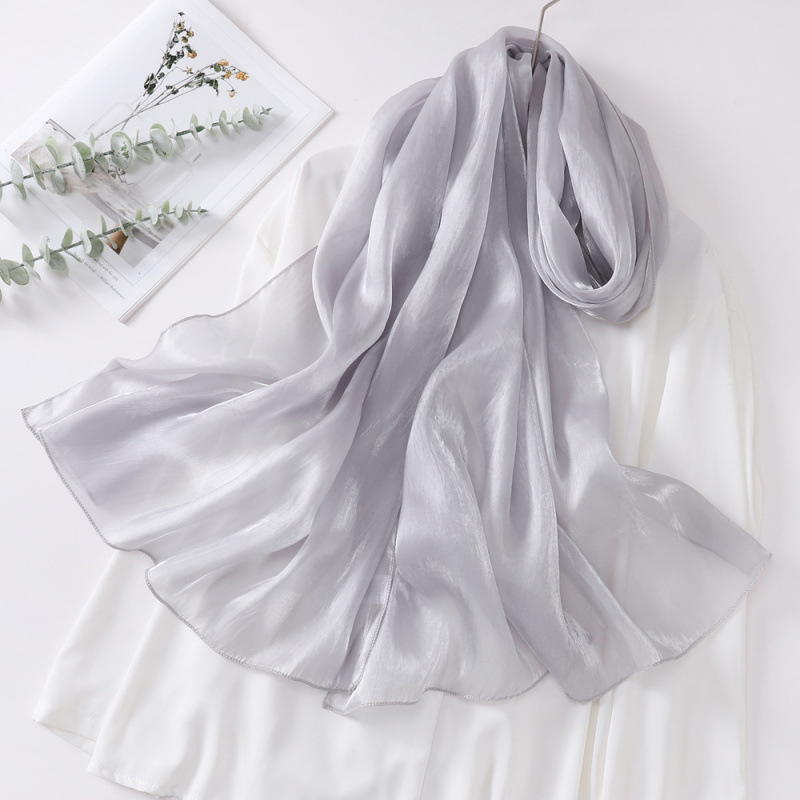 K613 Scarf for women Organza shiny silk scarf long strip high-end Southeast Asian Malaysian women black headscarf