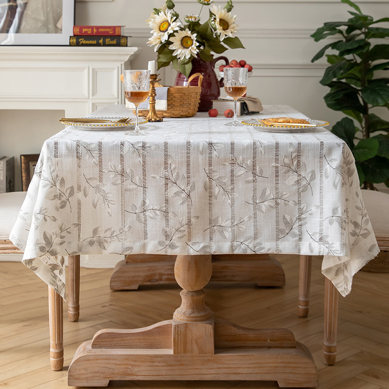A877 cotton and linen French retro hollow cotton and linen fabric table cloth rectangular simple modern coffee table hollow decorative table cloth