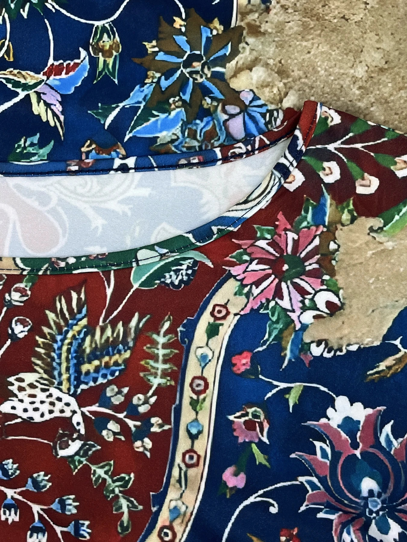 Plus Size Elegant Tops for Women 39 s Vine Print Long Sleeve Round Neck Slightly Elastic 250430Z