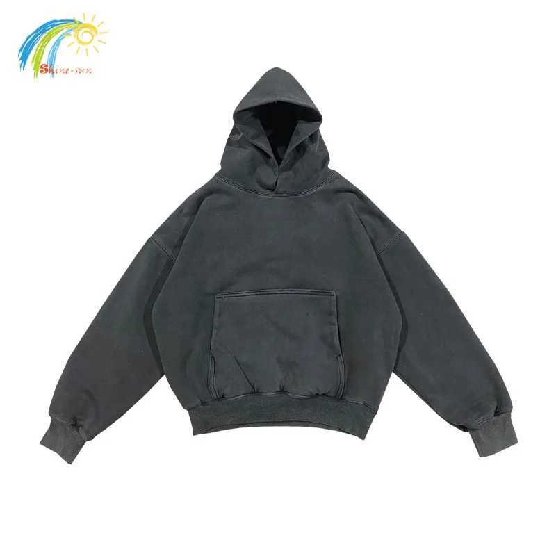 Autumn and Winter Best Quality Double Layer West Hoodie Mens Heavy duty Fabric Pulling Vintage Washed Black Super Large Hoodie X250504