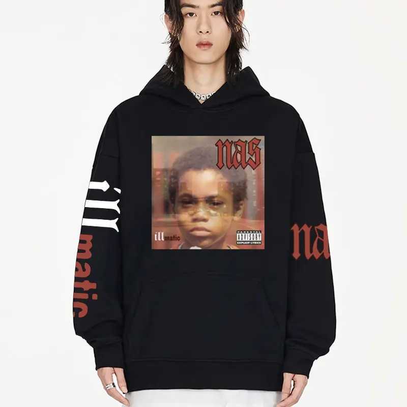 Rap singer Nas Illmatic Album cover print hoodie mens spring fashion long sleeved sportswear super large hoodie zipper mens X250504
