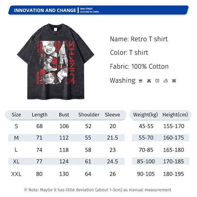 Bilibili Roronoa Zoro Retro T-shirt Washing Anime One Piece P T-shirt T-shirt Oversized L-Luffy Comic Top Ts 100% Cotton X250504