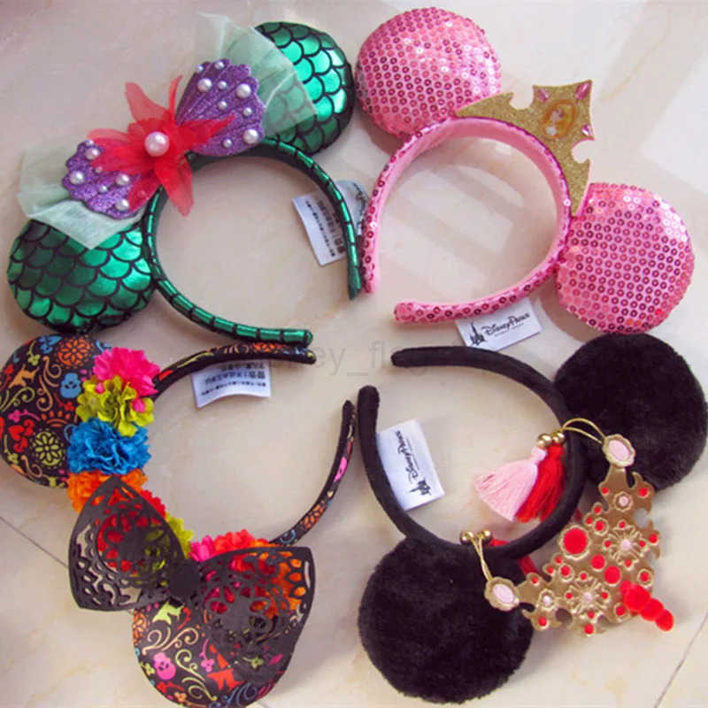 2024 Disney Mickey Mouse Headband Disney Minnie Ears Plush Headwear Childrens Boys and Girls Beauty Toys Role Playing Party DecorationXJ250504