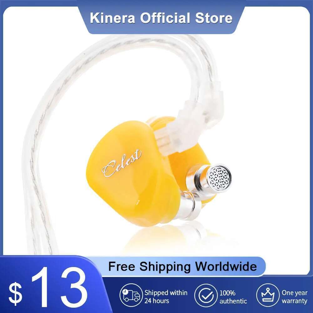 KINERA CELEST RUE DANS LES Écouteurs d'oreille Composite Titanium Diaphragm 6 mm Micro Dynamic Driver Headset Cable Hifi Music IEMS pour cadeaux