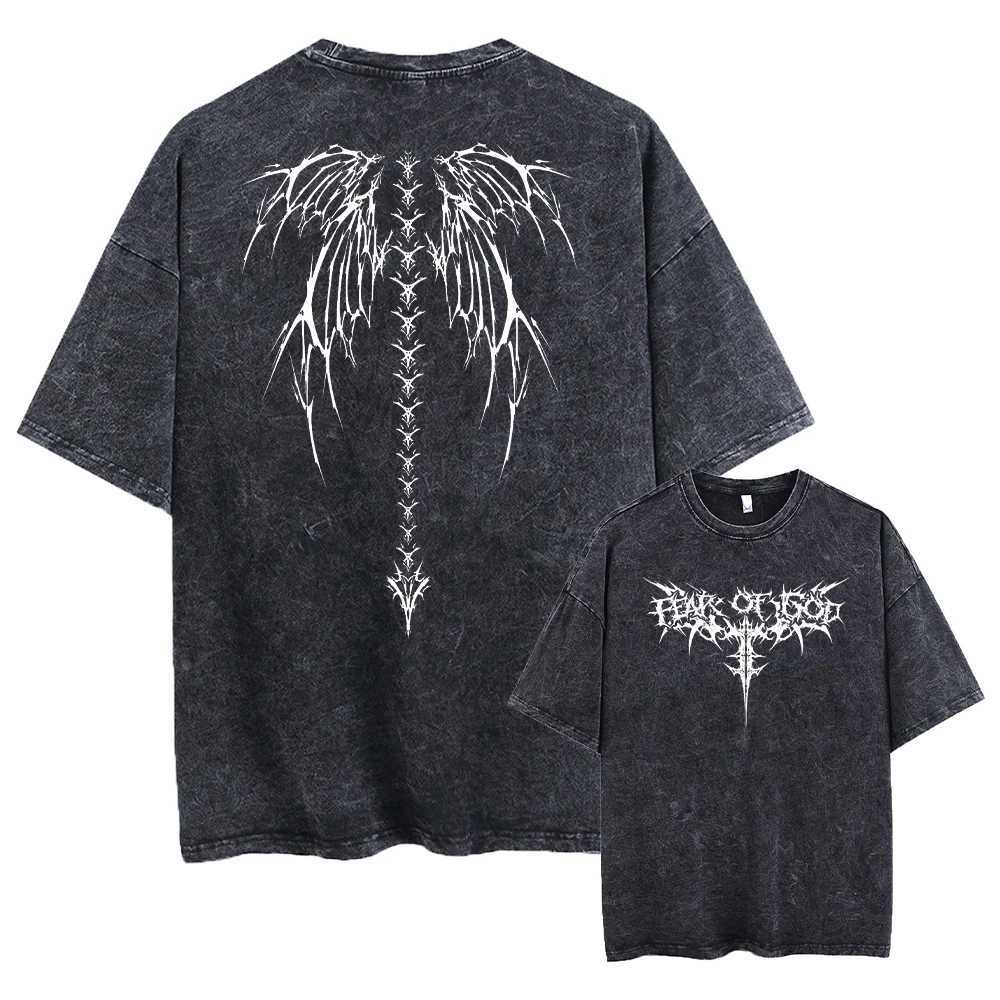 New Arrival Oversized printed T-shirt mens gym retro heavy-duty T-shirt cotton exercise pickled bag T-shirt street fashion top unisex style Z250504