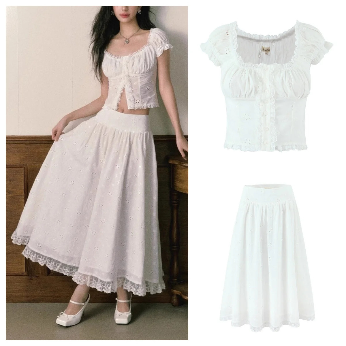 European and American style 2025 twopiece hollow embryo long sleeved Tshirt 250430e